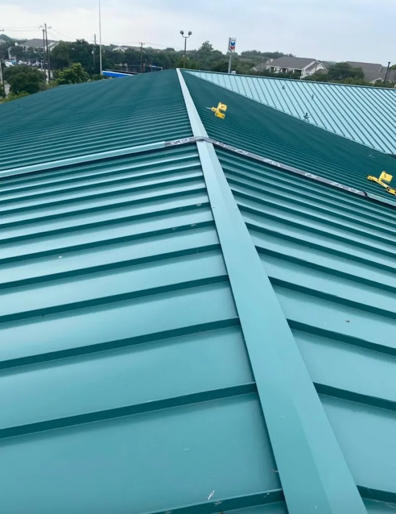 Green commercial metal roof ridge and valley for Metal Roof Repair in Weddington